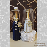 Svadobné gratulačné návleky na fľaše - set