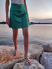Sukne - Ľanová sukňa smaragdovo-zelená "Summer Adventure" - 10929775_