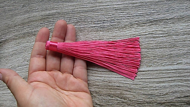 Komponenty - Strapec bavlnený 12 cm, 1 ks (tmavo ružový) - 10929770_