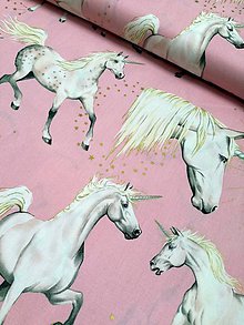 Textil - Metalická bavlnená látka Stars of the Unicorn - 10933376_