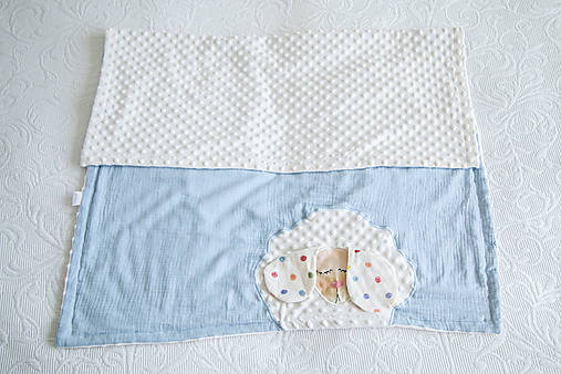 Detský textil - #dekovka baby blue - Detská deka z minky a mušelínu - 10935151_