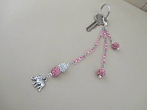 Kľúčenky - SLON - kľúčenka/šperková dekorácia - ružovo/strieborná - 10937371_