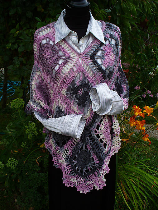 Iné oblečenie - Lady Pink Grey, pončo - 10938410_