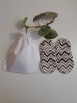 Úžitkový textil - Odličovacie tampóny - Biele froté s hnedým cik cak - 10939217_