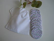 Úžitkový textil - Odličovacie tampóny - Biele froté s fialovými kvetinkami - 10940025_
