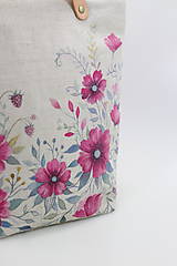 Kabelky - Ručne maľovaná kvetinová kabelka z ľanu "Fuchsia Florie II." - 10939442_