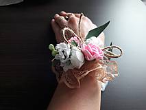 Náramky - Náramky jutový motúzik + penové ružičky - 10938799_