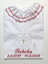Detské oblečenie - Vyšívaná košieľka na krst K42 bielo-červená - 10940087_