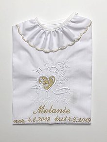 Detské oblečenie - Košieľka na krst K12 bielo-zlatá - 10940126_