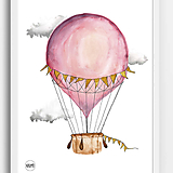 Kresby - Art Print - ružový balón - 10943508_