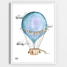 Kresby - Art Print - modrý balón - 10943516_