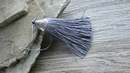 Komponenty - Strapec hodvábny hustý kaplík platina 8 cm, 1 ks (sivý) - 10947291_