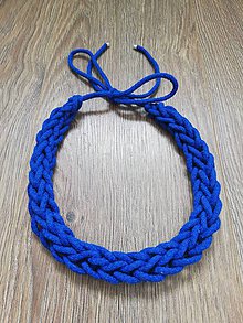 Náhrdelníky - Háčkovaný náhrdelník - reťazový  (Modrá) - 10948445_