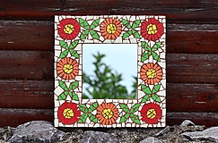  - Mozaikové zrkadlo FOLKLÓRNE... kvety a štvorlístky - 10953279_