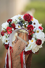 Ozdoby do vlasov - Folklórna svadobná kvetinová parta - 10953812_