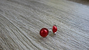 Náušnice - Perly v miske - napichovačky (červené, č. 2816) - 10952326_