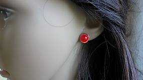 Náušnice - Perly v miske - napichovačky (červené, č. 2816) - 10952330_