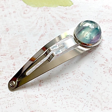 Ozdoby do vlasov - Gemstone Hair Clip / Sponka do vlasov s minerálom v platinovom prevedení /S0007 (Fluorit) - 10959991_