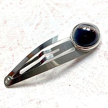 Ozdoby do vlasov - Gemstone Hair Clip / Sponka do vlasov s minerálom v platinovom prevedení /S0007 (Čierny achát) - 10960034_