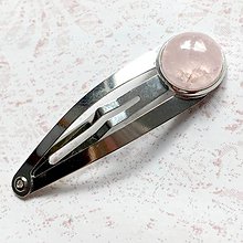 Ozdoby do vlasov - Gemstone Hair Clip / Sponka do vlasov s minerálom v platinovom prevedení /S0007 (Morganit pravý) - 10960062_