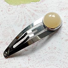 Ozdoby do vlasov - Gemstone Hair Clip / Sponka do vlasov s minerálom v platinovom prevedení /S0007 (Žltý aventurín) - 10960101_