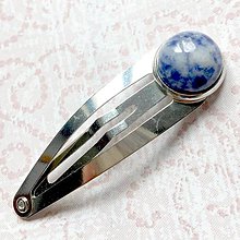 Ozdoby do vlasov - Gemstone Hair Clip / Sponka do vlasov s minerálom v platinovom prevedení /S0007 (Sodalit) - 10960117_