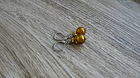 Náušnice - Náušnice z korálok lampwork - chirurgická oceľ (zlatá, č. 2824) - 10959491_