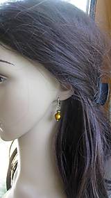 Náušnice - Náušnice z korálok lampwork - chirurgická oceľ (zlatá, č. 2824) - 10959494_
