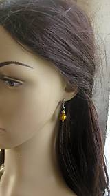 Náušnice - Náušnice z korálok lampwork - chirurgická oceľ (zlatá, č. 2824) - 10959495_