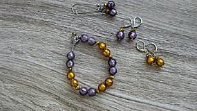 Náušnice - Náušnice z korálok lampwork - chirurgická oceľ (zlatá, č. 2824) - 10959496_