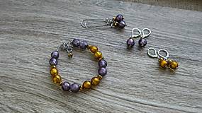 Náušnice - Náušnice z korálok lampwork - chirurgická oceľ (zlatá, č. 2824) - 10959497_