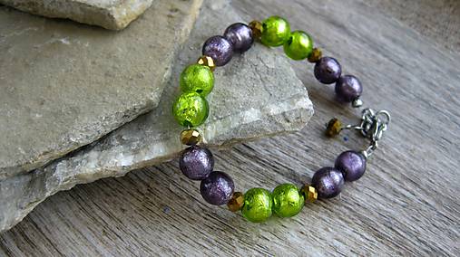 Náramky - Náramok z lampwork korálok - chirurgická oceľ (č. 2820) - 10959437_