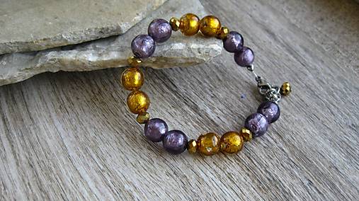 Náramky - Náramok z lampwork korálok - chirurgická oceľ (č. 2823) - 10959479_