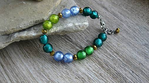 Náramky - Náramok z lampwork korálok - chirurgická oceľ (č. 2825) - 10959500_