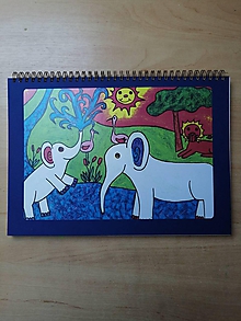 Papiernictvo - Zľava Náčrtník, skicár A4, slony v Afrike - 10957548_