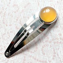 Ozdoby do vlasov - Gemstone Hair Clip / Sponka do vlasov s minerálom v platinovom prevedení /S0007 (Oranžový achát) - 10962490_