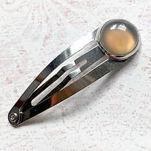 Ozdoby do vlasov - Gemstone Hair Clip / Sponka do vlasov s minerálom v platinovom prevedení /S0007 (Šedý achát) - 10962494_