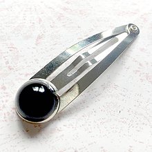 Ozdoby do vlasov - Gemstone Hair Clip / Sponka do vlasov s minerálom v platinovom prevedení /S0007 (Čierny achát) - 10962500_