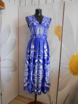 Šaty - FLORAL FOLK " Slovenská ornamentika ", spoločenské šaty v dĺžke midi, bez rukáva - 10960441_