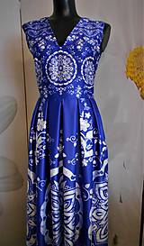 Šaty - FLORAL FOLK " Slovenská ornamentika ", spoločenské šaty v dĺžke midi, bez rukáva - 10960481_
