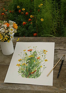 Obrazy - Obraz Žlté lúčne kvety, tlač A4 - 10960528_