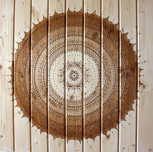Mandala HARMÓNIA A ŠŤASTIE (drevo-natural) 70 x 70