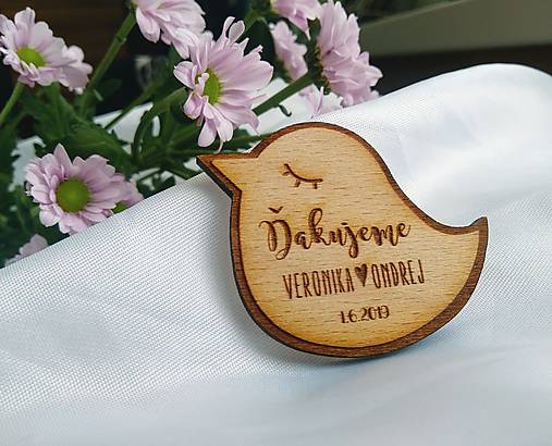 Darčeky pre svadobčanov - Svadobné magnetky . vtáčik - 10967116_