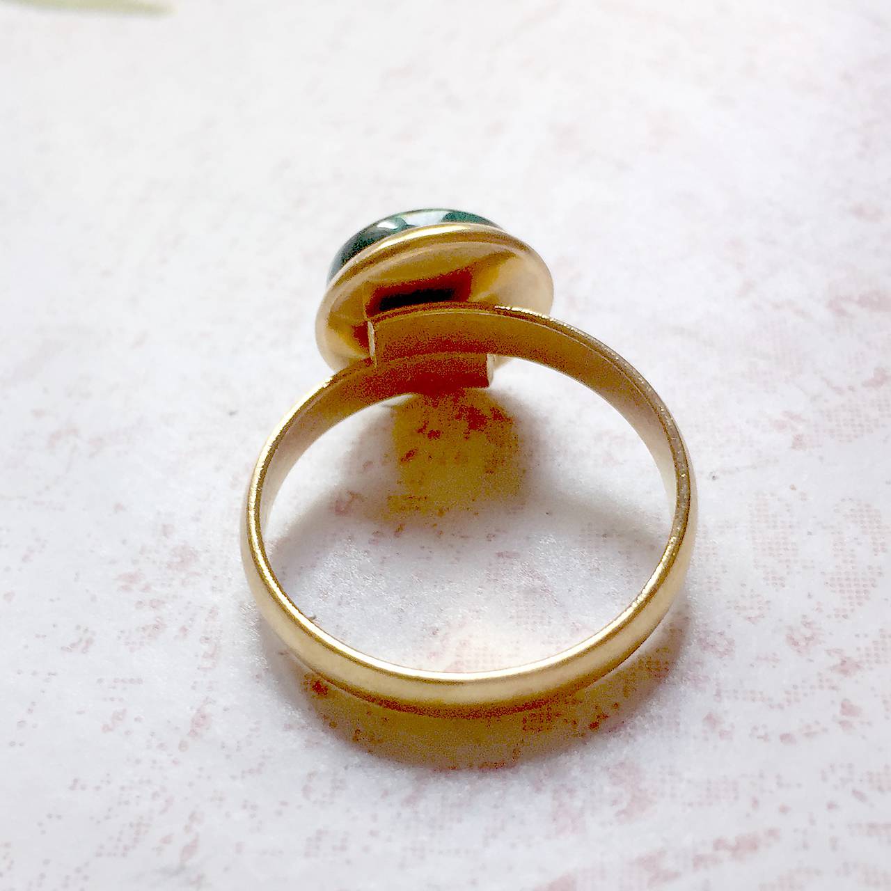 Elegant Malachite Stainless Steel Golden Ring / Elegantný prsteň s malachitom - oceľ