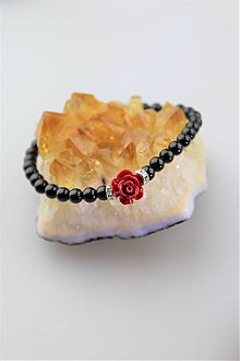 Náramky - turmalín náramok s ružou - dámsky ochranný náramok - 10973243_