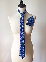 Pánske doplnky - pánska kravata Modrý folk - 10971008_