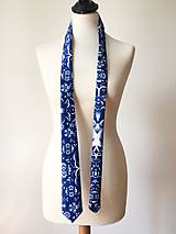 Pánske doplnky - pánska kravata Modrý folk - 10971011_