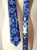 Pánske doplnky - pánska kravata Modrý folk - 10971012_