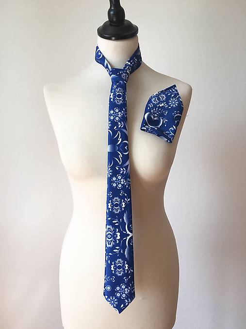 pánska kravata Modrý folk