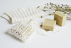 Úžitkový textil - Ľanové vrecko na mydlo + kúpeľňová žinka - 10971598_